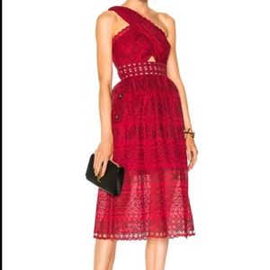 Self Portrait One Shoulder Cut-Out MIDI Dress